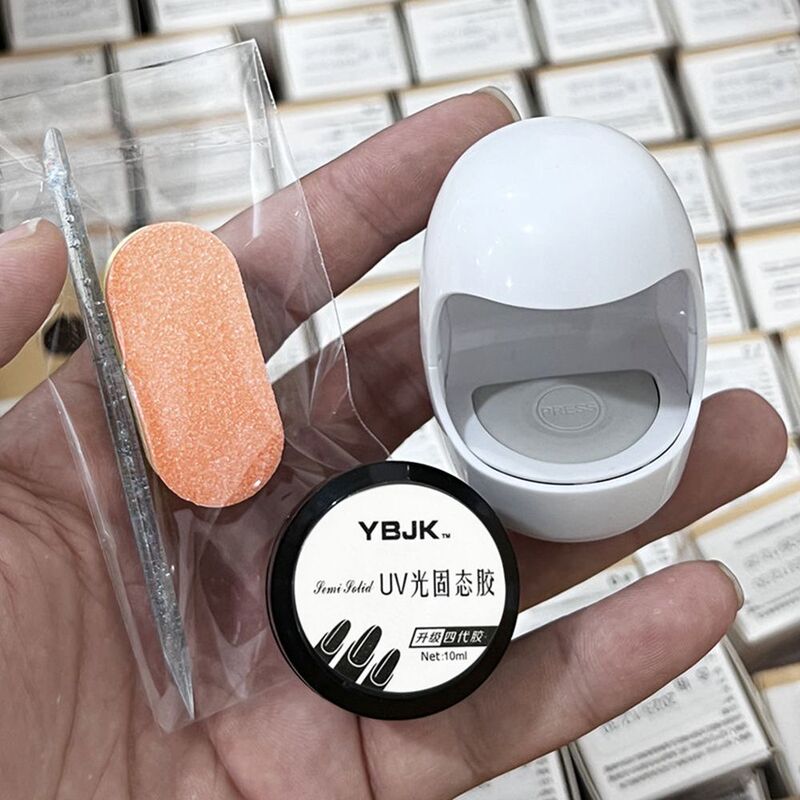 [Source Manufacturer] Wearable Nail Solid Adhesive Patch Set with Uv Lamp, Special Solid Adhesive for Nail Art
