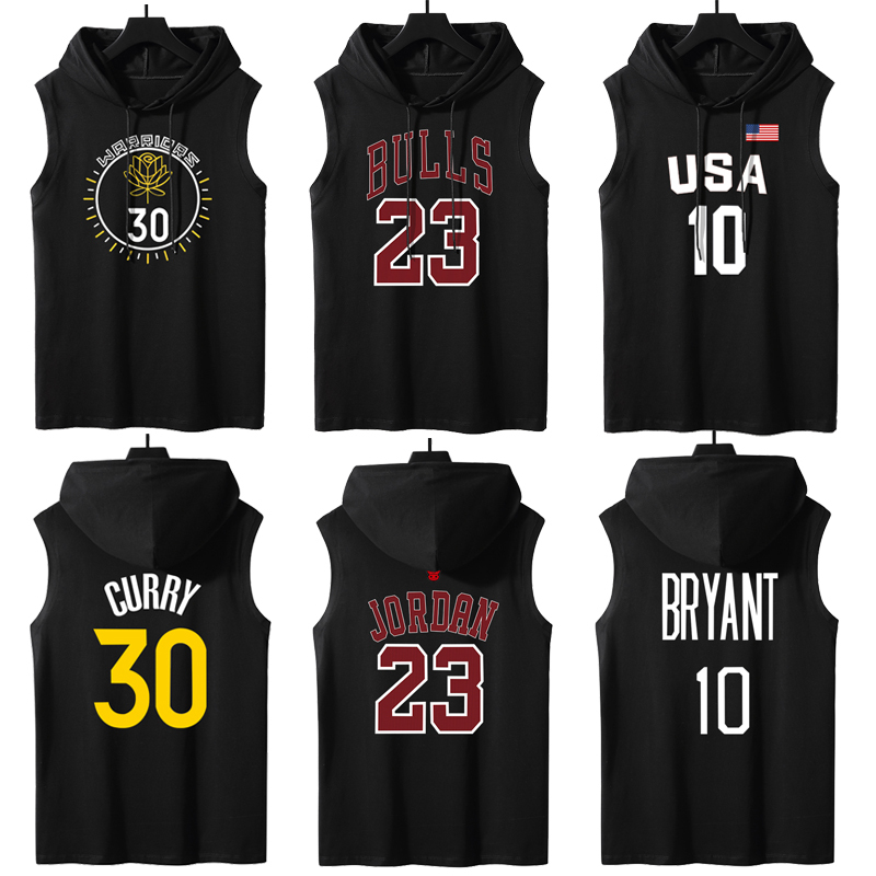 Curry James Kobe Irving Tatum Basketball Jersey Shooting Training Jersey Sleeveless T-Shirt Hooded Vest Sleeveless Shirt