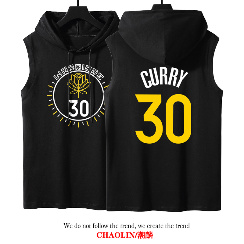 Curry's New Logo Style American Basketball Sports Sleeveless Sweatshirt Warriors Team Running Men's Hoodie Warriors Team