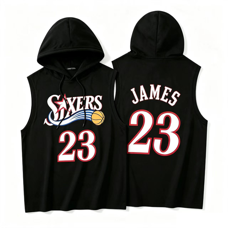 Basketball Lebron James No. 23 Philadelphia 76Ers Sleeveless T-Shirt Hooded Vest Sports Vest Jersey Trendy