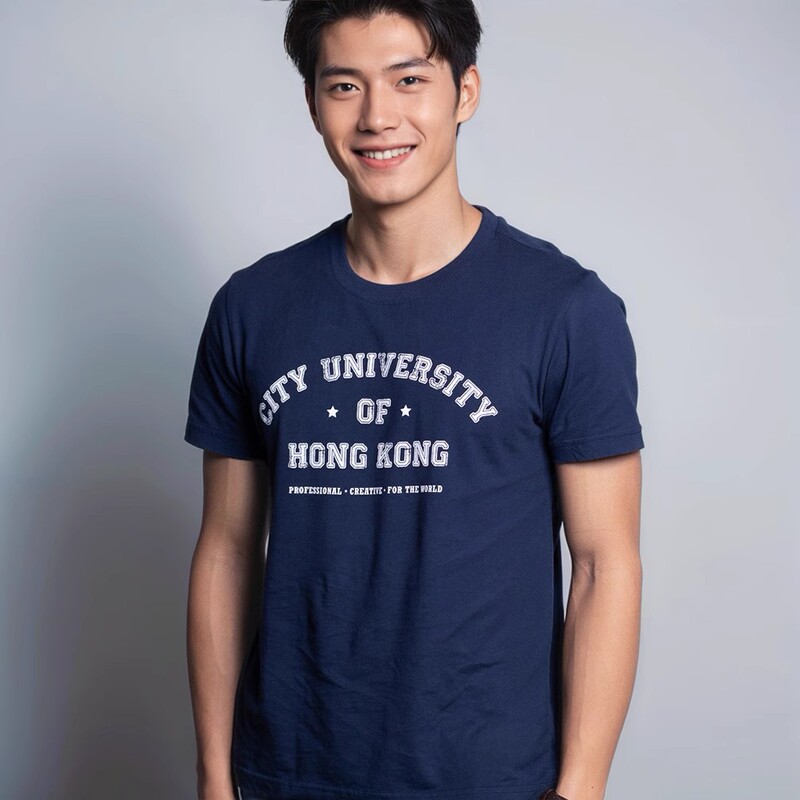 Hong Kong City University Short-Sleeved Alumni T-Shirt Souvenir Merchandise School Uniform Summer Round Neck Hong Kong Style Unisex Cityu