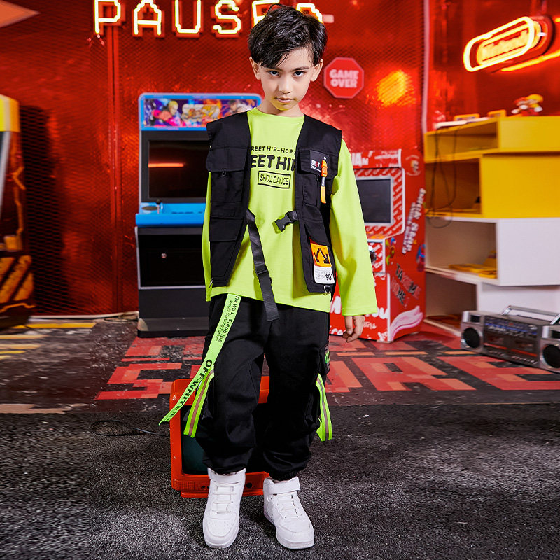 Children Street Dance Costumes Boy Hip Hop Out Suit Toddler Hiphop Tide Girls Jazz Dance Performance Suit
