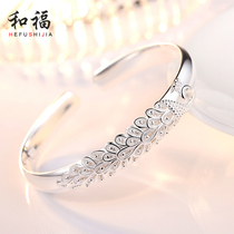 Peacock bracelet womens sterling silver solid opening S999 foot silver bracelet simple fashion silver jewelry to send girlfriend mom