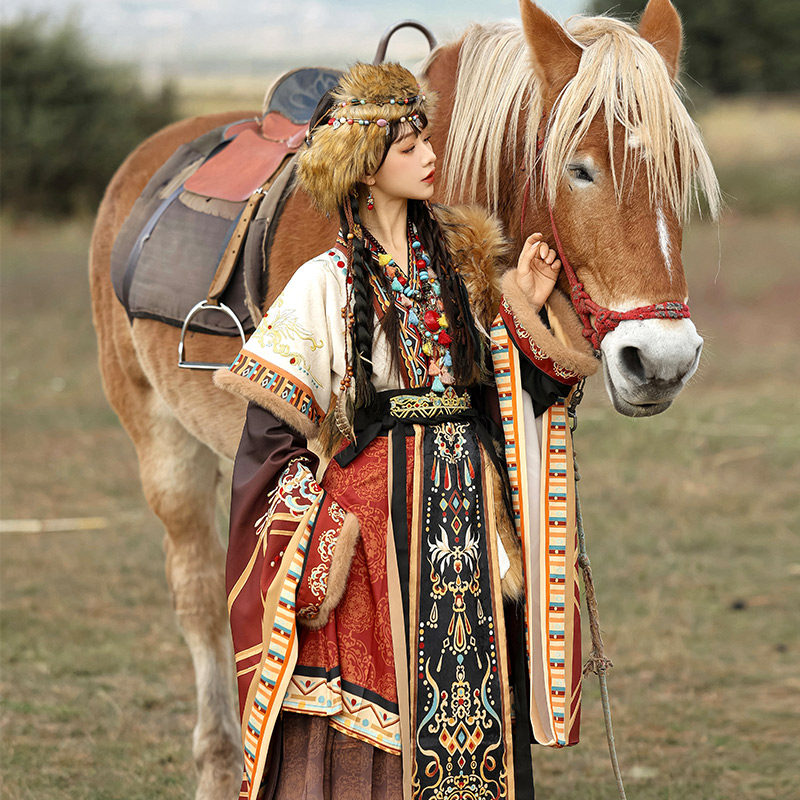 Оригинальный костюм феи в тибетском стиле, улучшенный костюм в экзотическом этническом стиле Ханфу для мужчин и женщин, осенне-зимний костюм в одном стиле