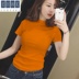 . Orange ngắn tay áo thun phụ nữ của cơ thể mùa hè cổ áo bán cao phụ nữ edilean của chặt bông nửa tay áo hàng đầu 