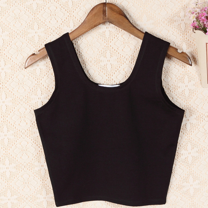 . Mùa hè trang phục ngắn cởi khuy đầu tay t-shirt thể thao lưng cao bên ngoài mặc một sling nhỏ cô gái vest