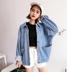 . Denim áo mùa xuân của phụ nữ mùa thu 2020 mới của Hàn Quốc phiên bản của sinh viên thiết lập bf Harajuku gió lỏng áo ngắn mỏng 