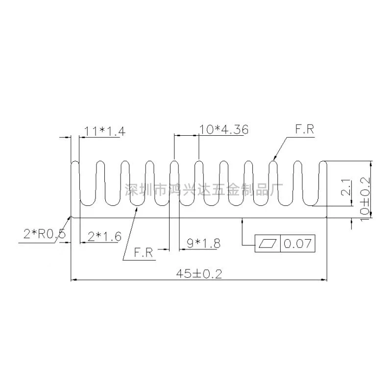 Tản nhiệt có rãnh siêu âm 45*45*10MM chip card đồ họa IC CPU định tuyến tản nhiệt điện tử