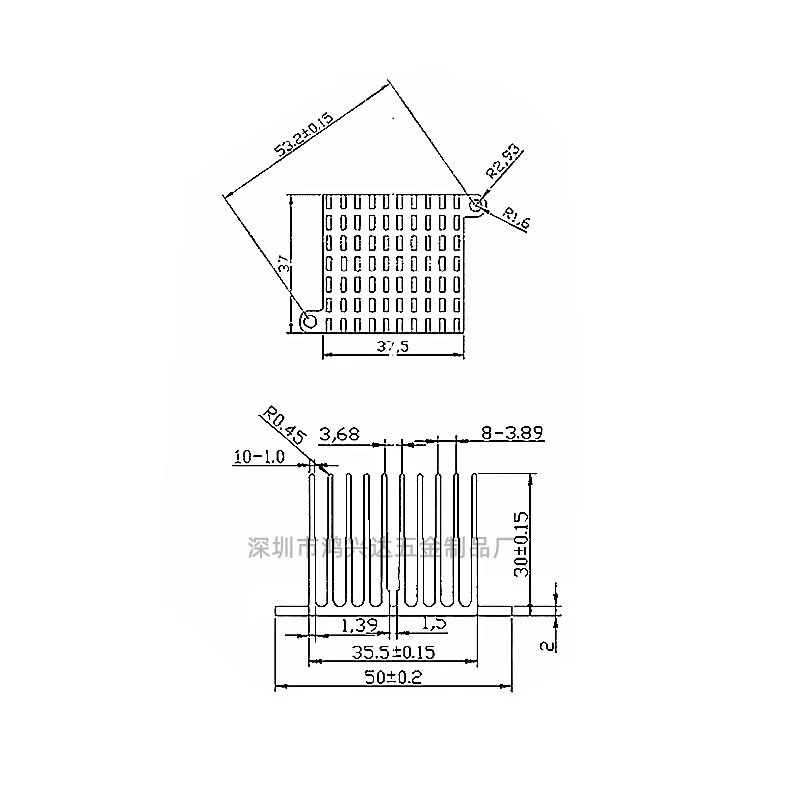 Tùy chỉnh tản nhiệt cầu nam và cầu bắc Chip 37,5 * 37,5 * 30MM với khối dẫn nhiệt cố định tai có thể được tùy chỉnh