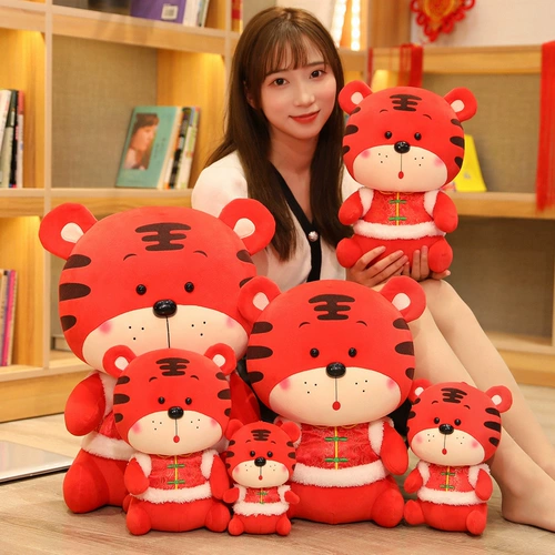 Плюшевый талисман, красная игрушка, тряпичная кукла, 2022, талисман года, тигр, подарок на день рождения