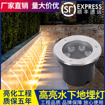 Stainless steel underwater buried light led outdoor waterproof bottom light recessed landscape spotlight 7 color monochromatic floor lamp 24v