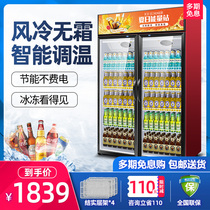 Double Door Standing Refrigerated Display Case Freezer Commercial Ice Cabinet Large Capacity Air-cooled Beer Double Door Beverage Cabinet String Strings