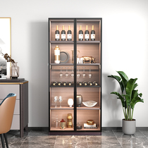 Modern minimalist full aluminum alloy Whole Board Wine Cabinet With Glass Door Living Room Genguan Leaning Against Wall Custom with lamp Light Extravagant Wine Cabinet