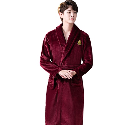 【妮笙】法兰绒加绒加厚浴袍