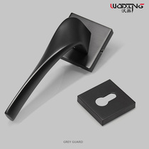 Woding split door lock Wooden door Household door handle Black gray magnetic door lock Bedroom door mute lock Indoor door lock