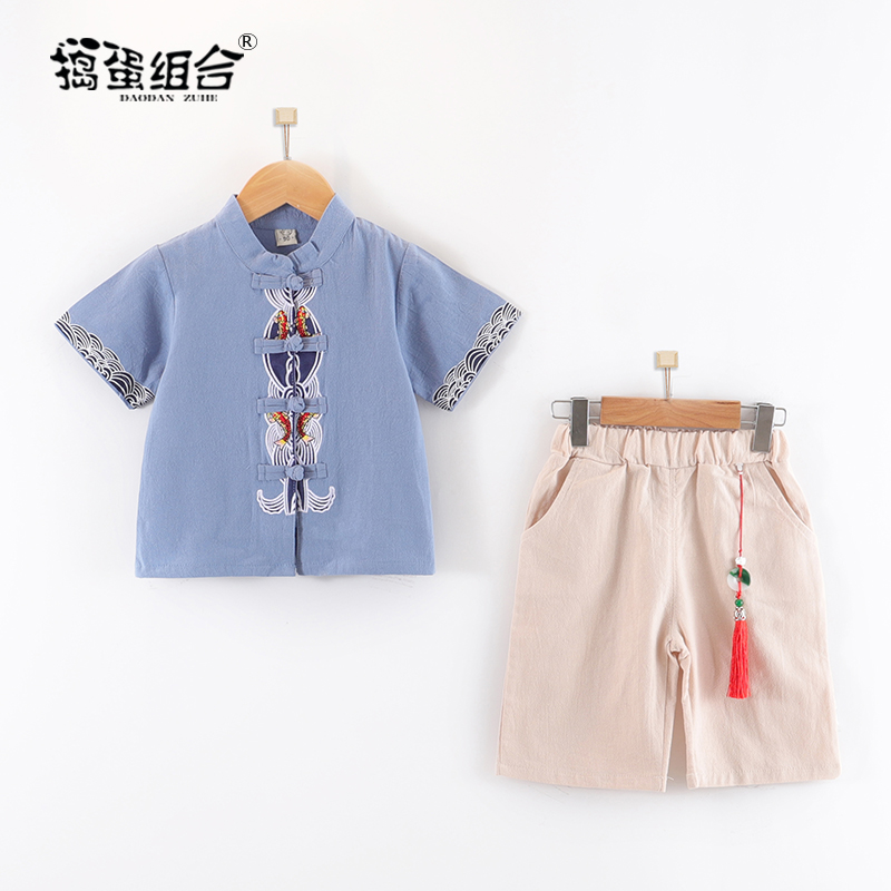 Children's clothing Hanfu boys Summer thin Chinese style Chinese wind handsome and ancient clothes baby age gown Children's Tang suit ethnic clothes