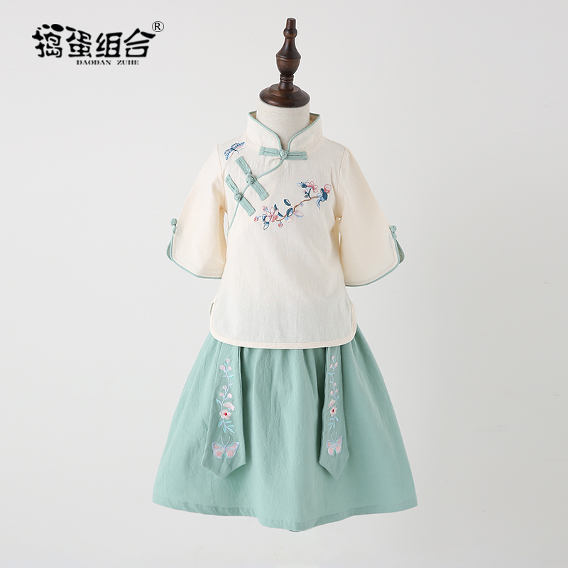 Girl Han clothes in summer clothes Chinese Wind Children ancient dress superfairy Skirt Woman baby Down with little girl Princess Skirt Suit