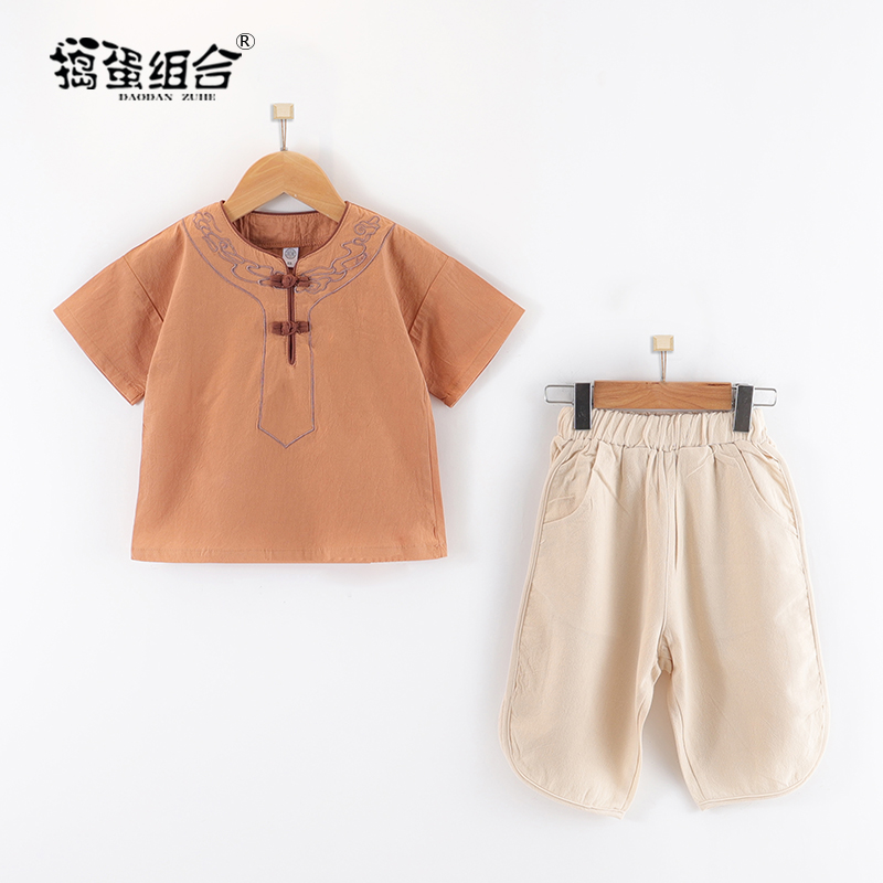 Boys Hanfu summer Tang suit children's Chinese style thin suit baby handsome ethnic costume retro young master suit