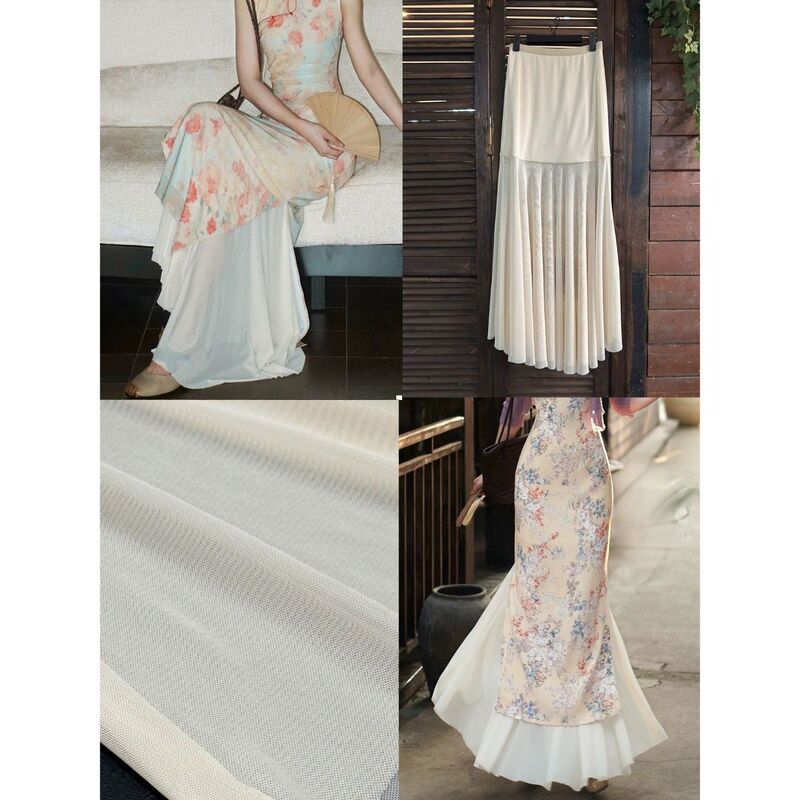 Skin-Friendly, Flowy, Anti-Exposure Cheongsam with an Inner Petticoat, Elegant Layered Mesh Fishtail Petticoat, Half-Skirt with a Long Skirt Underneath Skin-Friendly, Flowy, Anti-Exposure Cheongsam with an Inner Petticoat, Elegant Layered Mesh Fishtail Petticoat, Half-Skirt with a Long Skirt Underneath