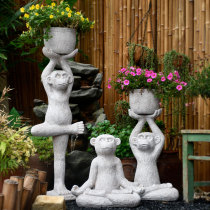 Garden Decoration Yoga Monkey Animal Flower Pots Outdoor Patio Villa Landscaped Top Floor Balcony Creative Floor Swing