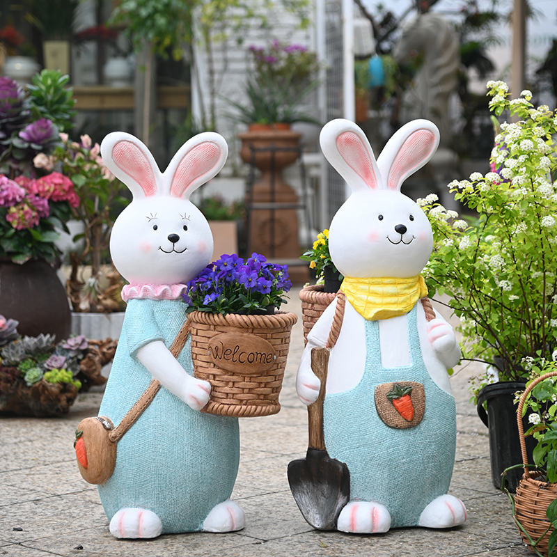 Outdoor Creative Cute Cartoon Rabbit Ornaments Garden Decoration Kindergarten Plant Corner Balcony Courtyard Animal Sculpture Outdoor Creative Cute Cartoon Rabbit Ornaments Garden Decoration Kindergarten Plant Corner Balcony Courtyard Animal Sculpture