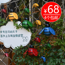 Courtyard decoration Cute wrought iron bee wall hanging wall decoration creative cute decorations Kindergarten garden balcony ornaments