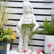 Outdoor Garden Swing Piece Girl Flower Pot Sculpture Figure Angel Swing Piece Floor Courtyard Decorated Garden Forest Landscape Arrangement