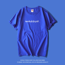 pure wassup country tide summer short sleeve round collar letter printed casual compassionate male half sleeve student hit undershirt