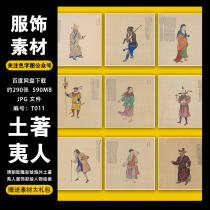 Color word map Chinese Qing Dynasty Qianlong color painting vocational tribute map indigenous clothing reference material overseas Yi people clothing male and female character art designer illustration electronic ps HD background pattern