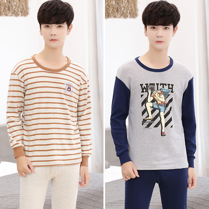 Teen bộ đồ lót nam cotton sở trường trung học quần áo sinh viên mùa thu quần mùa thu cotton mỏng bông áo len.