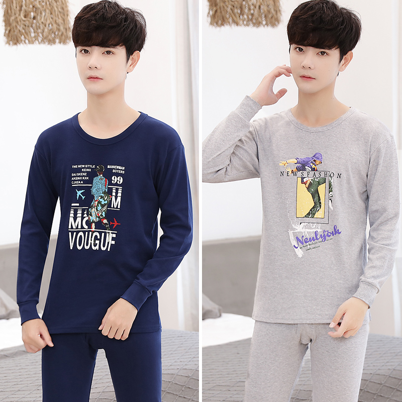 Teen bộ đồ lót nam cotton sở trường trung học quần áo sinh viên mùa thu quần mùa thu cotton mỏng bông áo len.