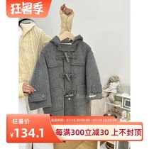 Bora Korean mens and womens woolen coats autumn and winter clothing for small and medium-sized babies new fashion gray long coat