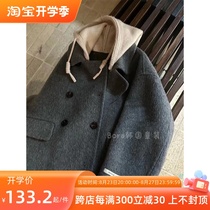 Boys woolen coats autumn and winter clothing childrens fashionable high-end long coats 2024 new fashionable tops for children and middle-aged children