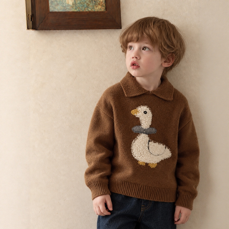 Boys' Sweater Children's Autumn and Winter Clothing 2026 New Popular Polo Collar Knitwear Baby Soft and Cozy Inner Wear Trendy