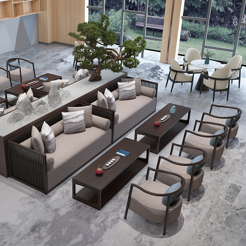 New Chinese solid wood living room 123 sofa combined folk meditation modern minimalist light and luxurious white wax wood whole furniture