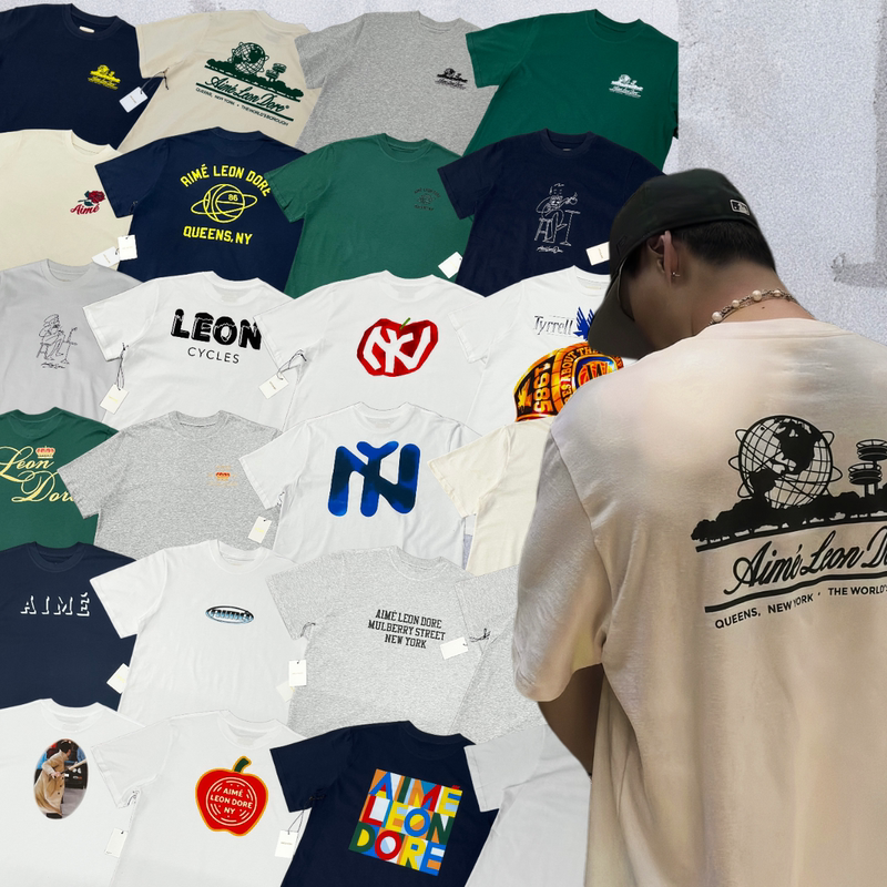 Ald Short-Sleeved Correct Version Classic Letter Print New York Landmark ins Trendy Brand American Retro Style Pure Cotton T-Shirt