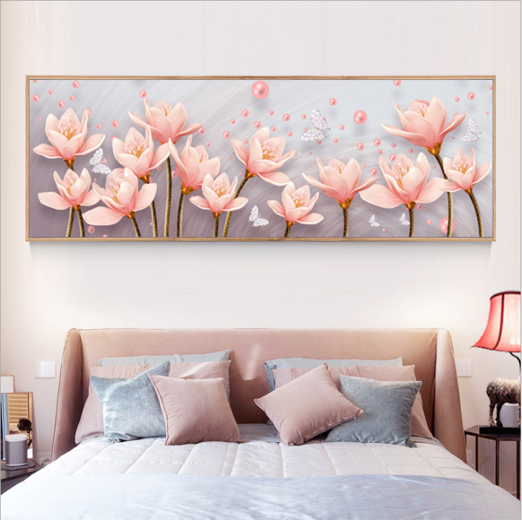 Bedside painting cross stitch 2022 new thread embroidery living room magnolia blossoms open bedroom full embroidery handmade embroidery 2020