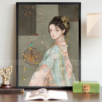 5d diamond painting green fattening red slim 2022 new Chinese wind figure cross embroidered living room bedroom point sticking diamond embroidery