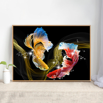 5d diamond painting 2022 new living room minimalist modern goldfish cross embroidered double brocade carp crystal point sticking diamond embroidery