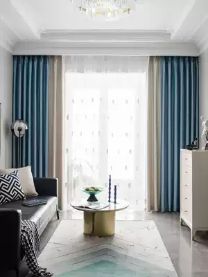 Curtain ins Wind extravagant Nordic simple solid color splicing color hipster bedroom blackout high-grade living room Modern