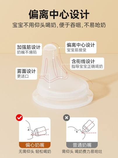 Suitable for Pigeon Eccentric Nipple, Duckbill Nipple, Simulated Breast Milk, Ultra-Soft Tilted Mouth Bottle Accessories, Gravity Ball