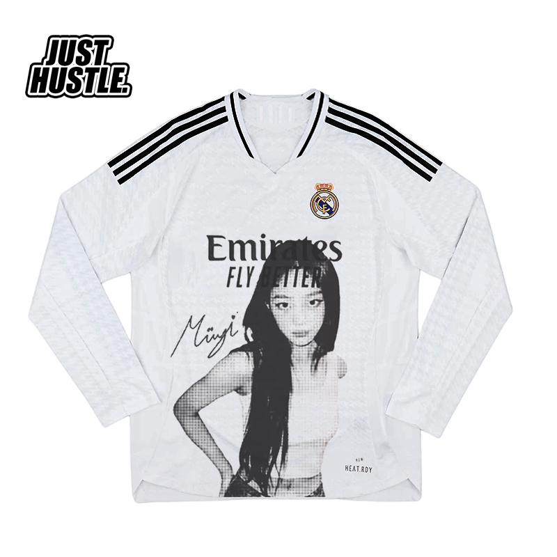 New Jeans Minji Kim Min-Ji Portrait Print Remake Jersey Football Uniform Real Madrid Short Sleeve