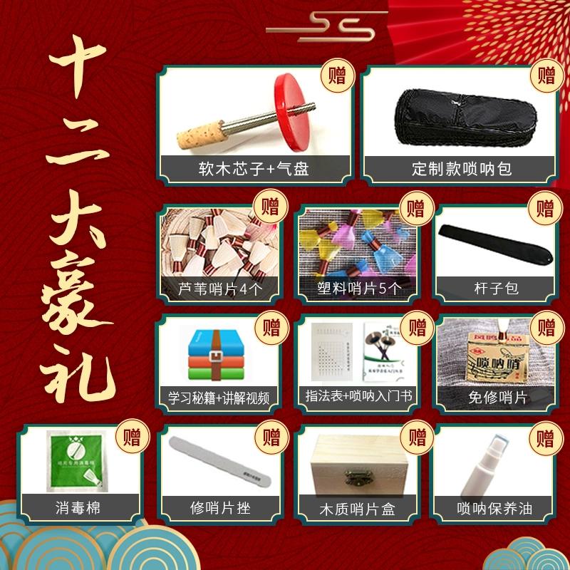 Cao cấp Hongyi Fengming gỗ mun chuyên nghiệp gỗ mun suona D key boutique suona thổi gió quốc gia nhạc cụ suona - Nhạc cụ dân tộc