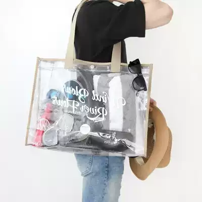 Travel beach bag transparent waterproof PVC hand carry swimming bag large jelly bag bath storage bag fashion shoulder bag