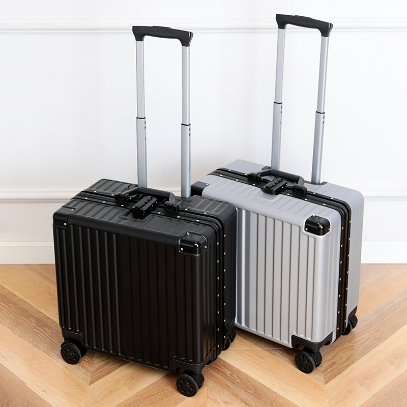 Aluminum frame 18 inch suitcase men and women trolley light luggage fashion 20 mini password box small boarding