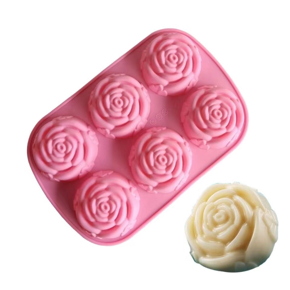 6 Silicone Rose Cartoon Cake Mooncake Handmade Soap Jelly Pudding Chocolate Ice Cream Baking Mold