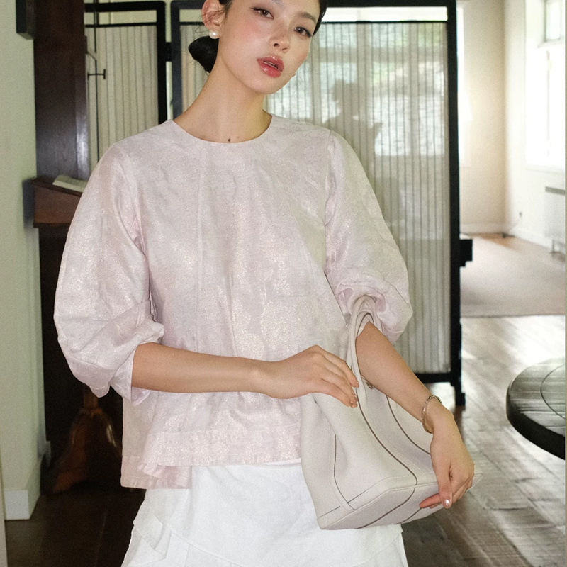 Summer Puff 2026 Summer New Style New Chinese Style Sweet and Youthful Heavy Embroidered Gold Jacquard Top and Pants Set for Women Summer Puff 2026 Summer New Style New Chinese Style Sweet and Youthful Heavy Embroidered Gold Jacquard Top and Pants Set for Women