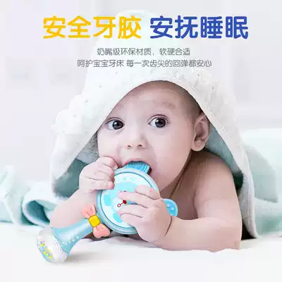 Baby rattle can bite 3-6 three months old newborn baby hand drum music stick rattle toy 0-1 years old