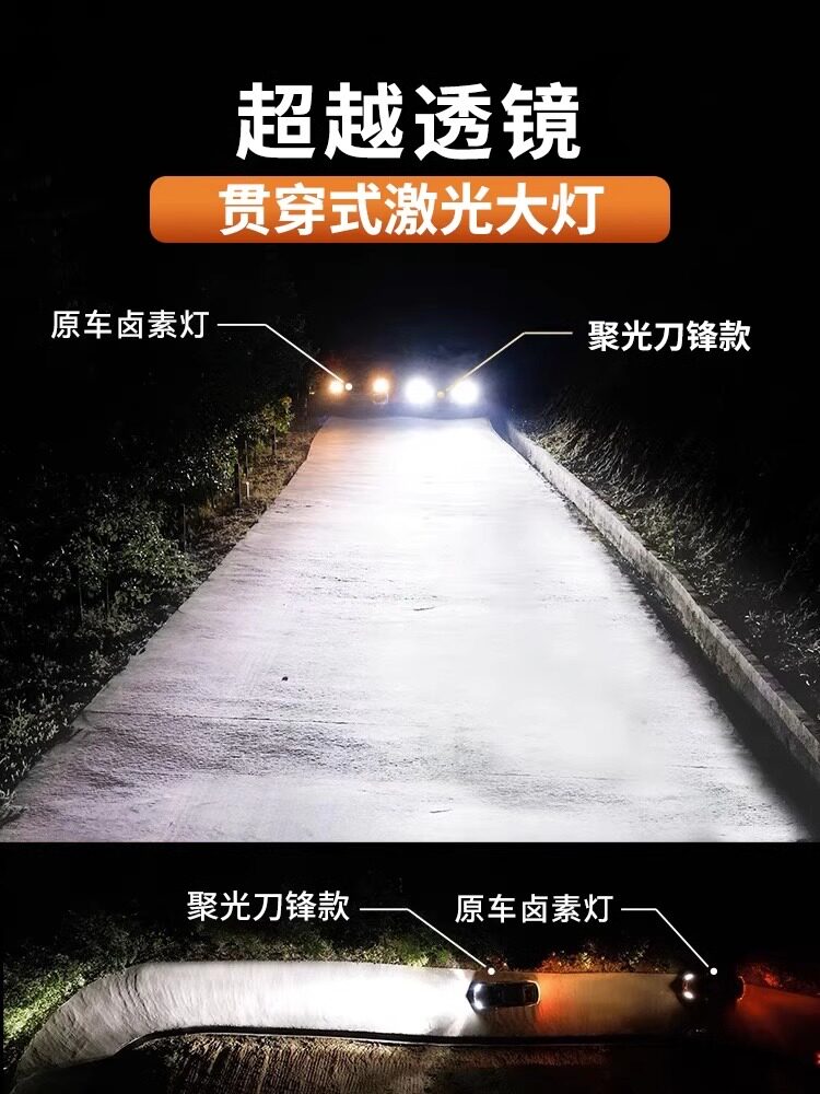 New Led Car Headlights with Super Bright Light, Concentrated High and Low Beam Integrated Lens, Modified Car-Specific Light Bulbs