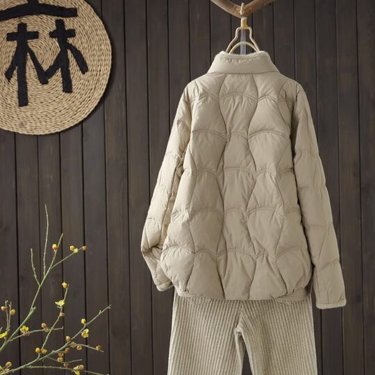 Down cotton-padded jacket for women autumn and winter 2025 new style loose and slim white duck down light and warm short cotton-padded jacket